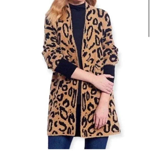 Westbound leopard long cardigan, fuzzy, soft - Picture 6 of 10